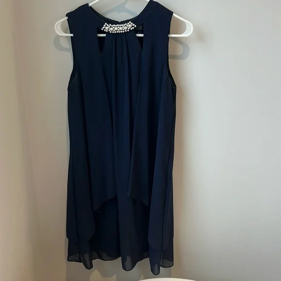 ignite evenings navy dress Ignite Evenings 3802R - Long Sheath Dress main image 1